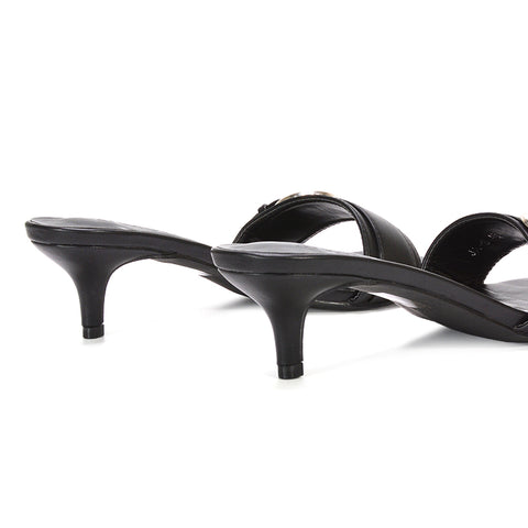 black kitten heel sandals, black party heels, kitten heel sandals, party heels