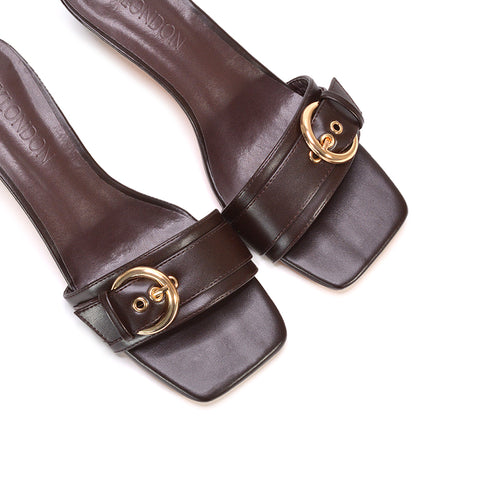 brown kitten heel sandals, brown party heels, kitten heel sandals, party heels