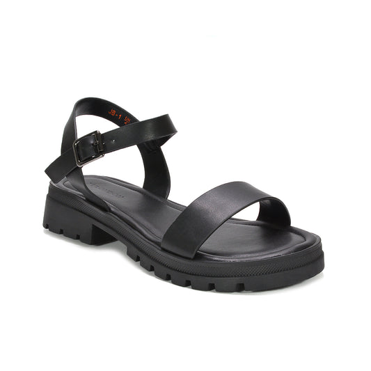 best black chunky sandals for women, black summer sandals, black sandals for summer outfits, black buckle strap platform sandals for women, black chunky flat sandals