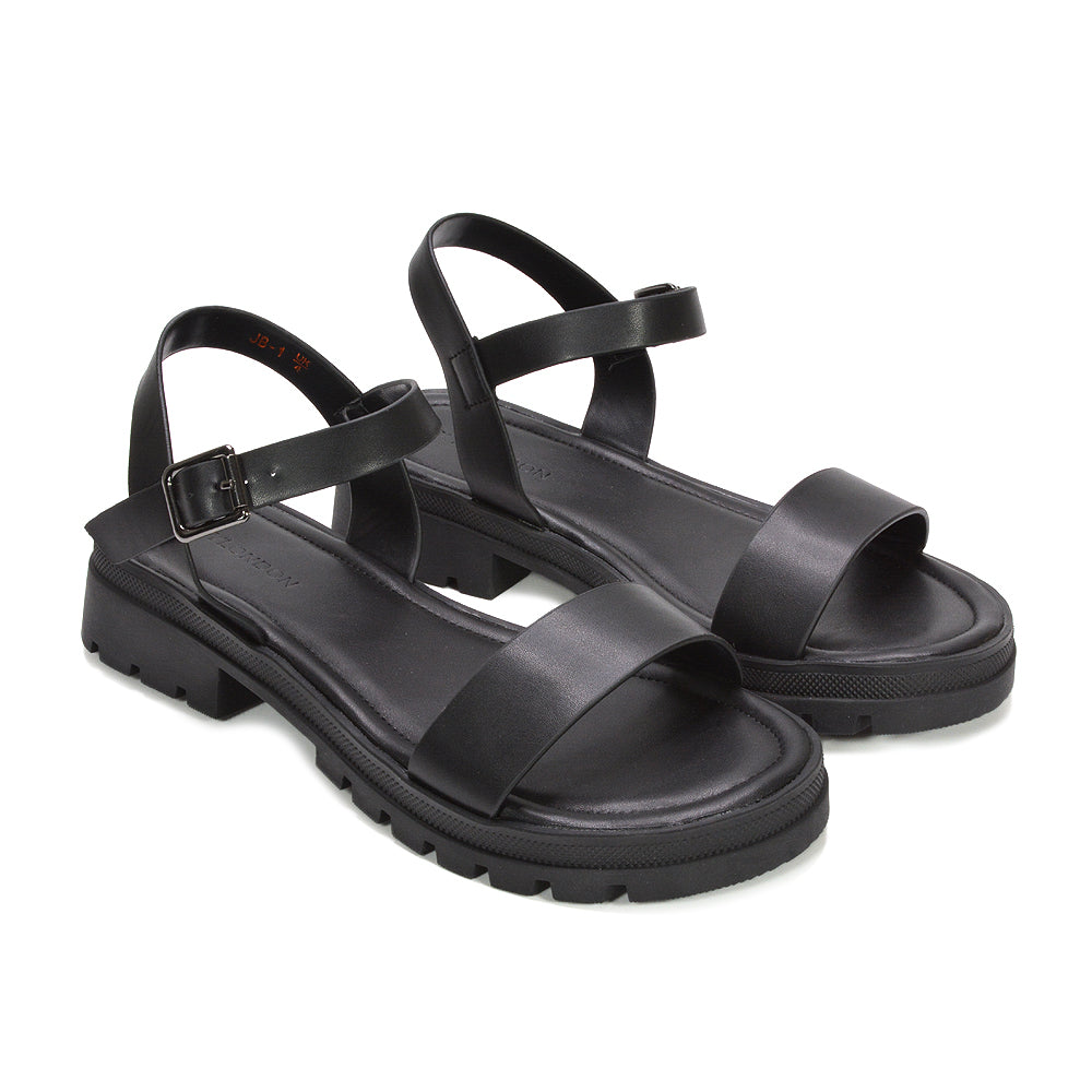 black lug sole sandals, lightweight black strappy sandals for summer outfits, black sandals for brunch outfit, durable black everyday sandals