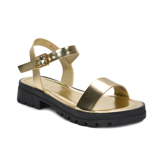best gold chunky sandals for women, glam chunky platform sandals, gold sandals for wedding guest outfit, metallic gold buckle strap platform sandals for women, gold chunky flat sandals
