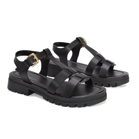 chunky gladiator sandals, chunky gladiator sandals with ankle buckle strap, buy chunky gladiator sandals online, summer chunky sandals women, strappy chunky sandals, black sandals