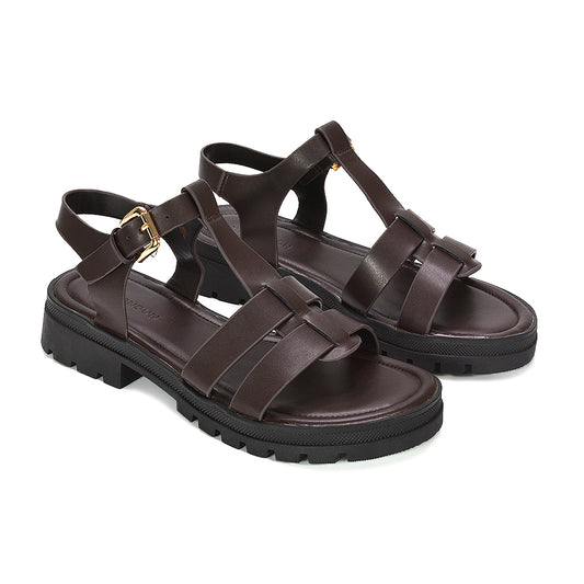 chunky gladiator sandals, chunky gladiator sandals with ankle buckle strap, buy chunky gladiator sandals online, summer chunky sandals women, strappy chunky sandals, brown sandals
