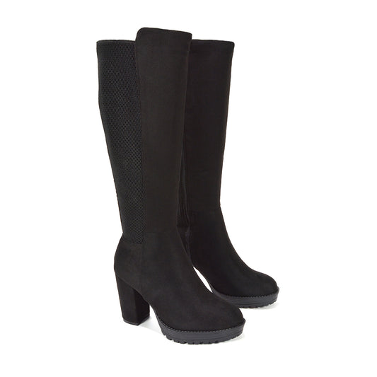 women black heeled boots, women heeled boots, women stretch boots