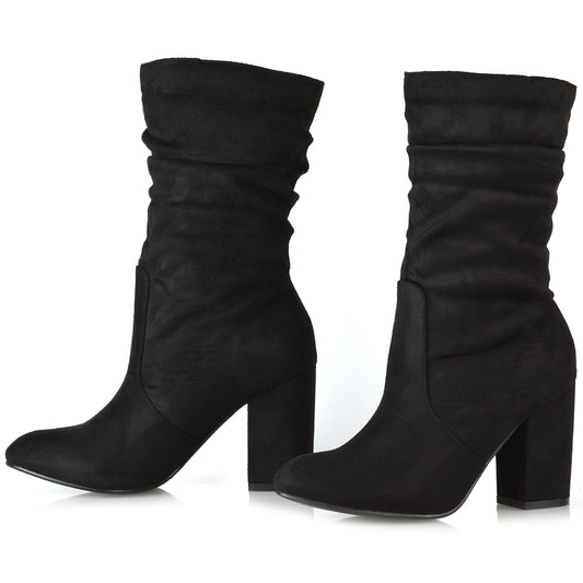 KD-2 BLACK FAUX SUEDE BOOTS