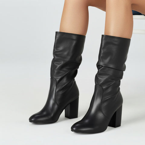 black ruched boots