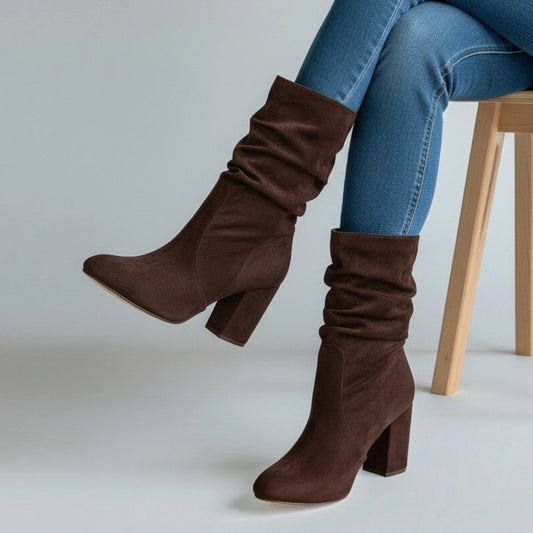 chocolate brown boots, block heel ankle boots brown