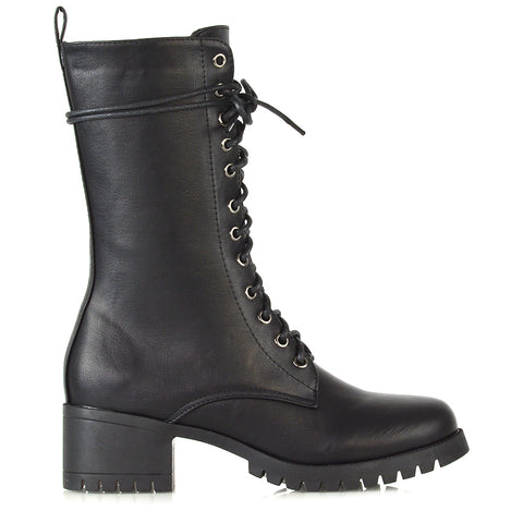 Black | XY London | black biker boots, black Synthetic Leather boots, black heeled boots,