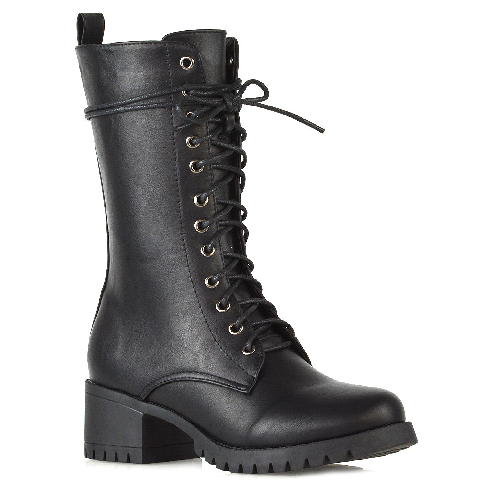 Black | XY London | black biker boots, black Synthetic Leather boots, black heeled boots,