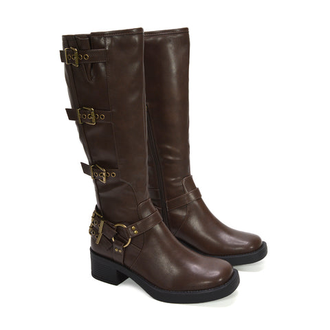 brown boots for winter, womens brown boots, boots for winters, womens boots, winter boots, autumn boots, fashionable women leather winter boots, goth boots, chunky goth boots