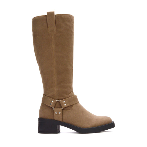 taupe knee high boots, taupe knee high western boots, knee high boots, knee high western boots, trendy knee-high boots for women, casual tall suede boots