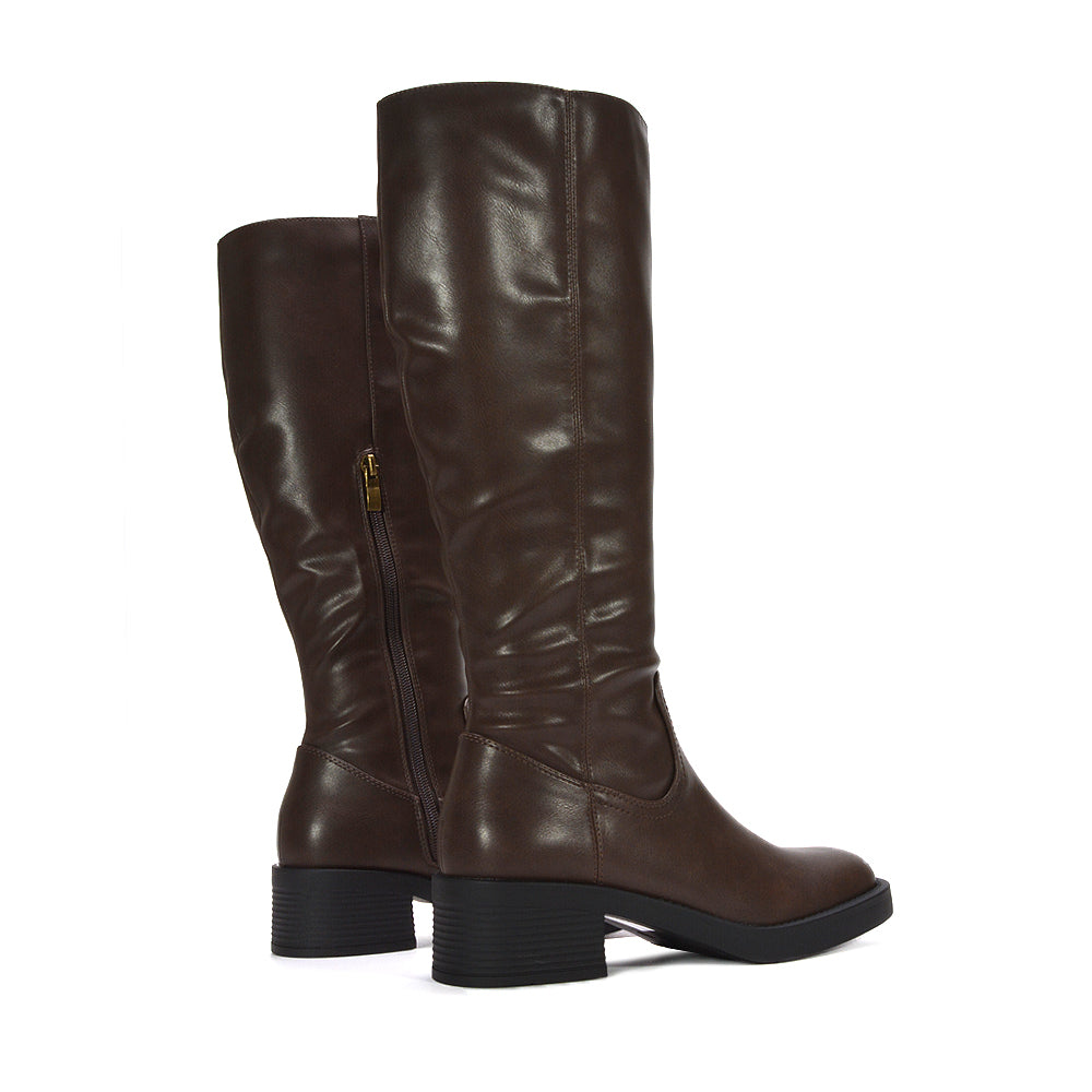 brown knee high boots with heel, brown knee high boots with block heel, women boots for casual everyday wear, women boots for fall and winter, heeled boots, block heel boots, high heel knee high boots