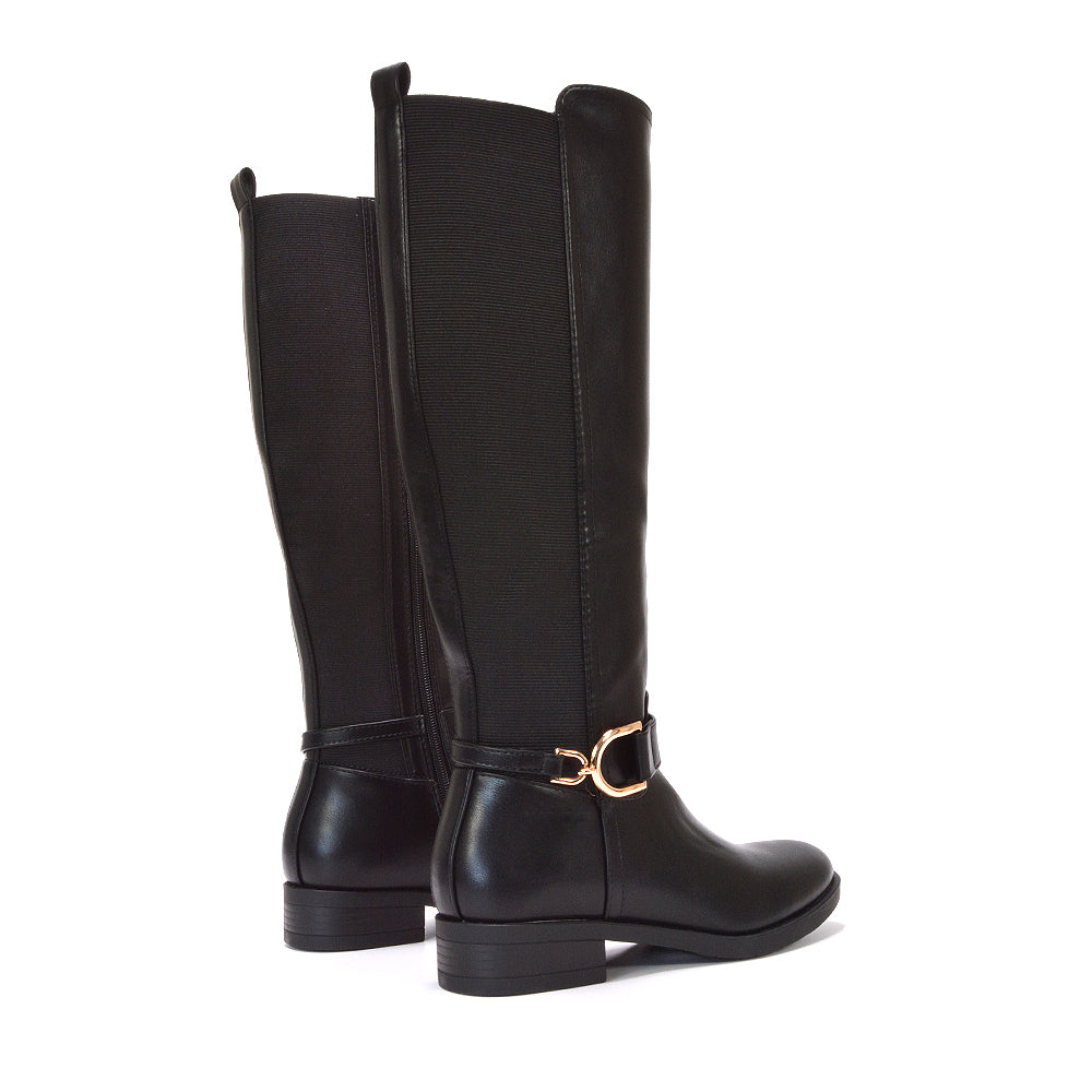 black riding boots, autumn boots, women's black boots, Classic black riding boots, Best flat knee-high boots for women