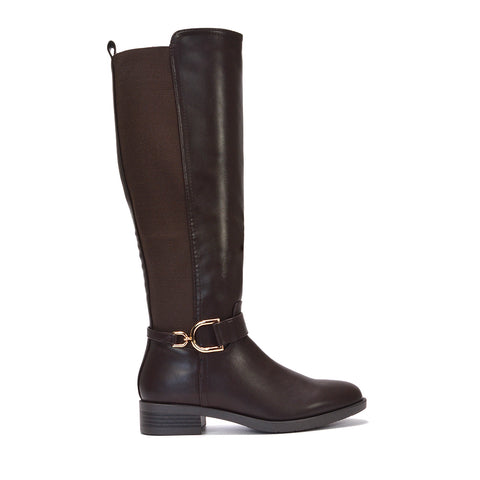 brown equestrian style boots, brown boots, brown knee high boots, Comfortable winter boots women, Women's faux leather equestrian boots