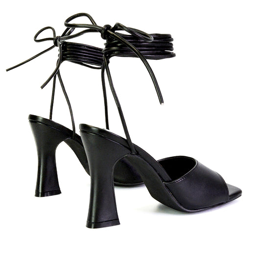 | XY London | black heels,black high heels,black lace up heels,black block heels