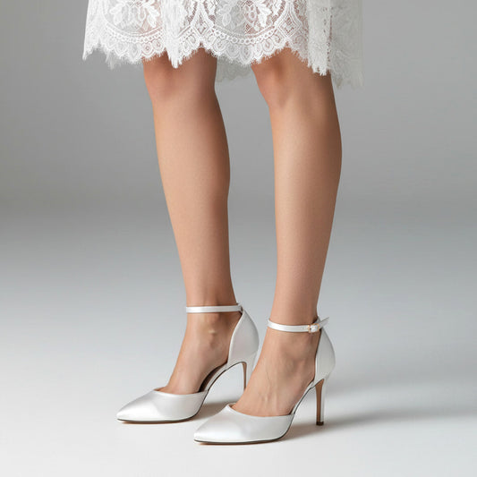 ivory satin heels, ivory wedding heels