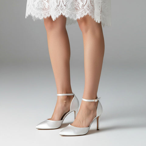 ivory satin heels, ivory wedding heels