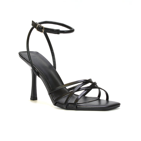 Best black square toe heels, Women's black square toe strappy heels, Black square toe sandals