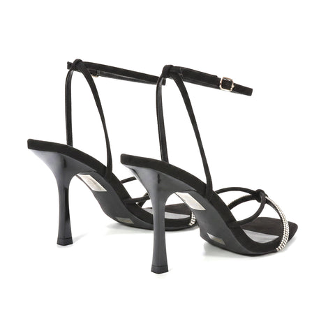 Affordable black rhinestone heels, Elegant black crystal embellished high heels, Black rhinestone heels