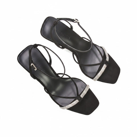 Best black diamante heels for weddings, Black sparkly heels for special occasions, Black evening heels
