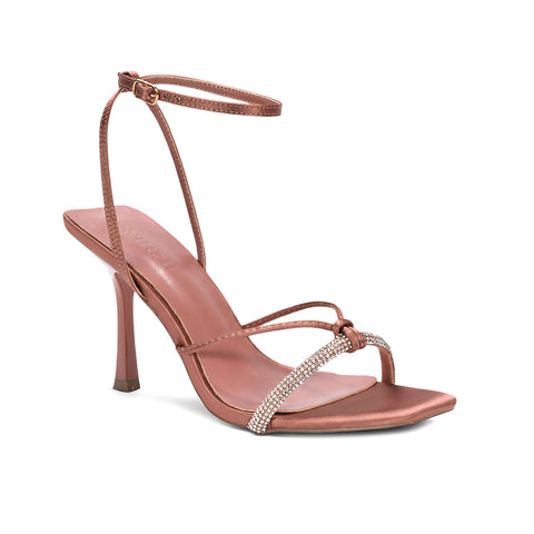 mauve stilettos, Women's mauve crystal embellished heels, Mauve strappy heels