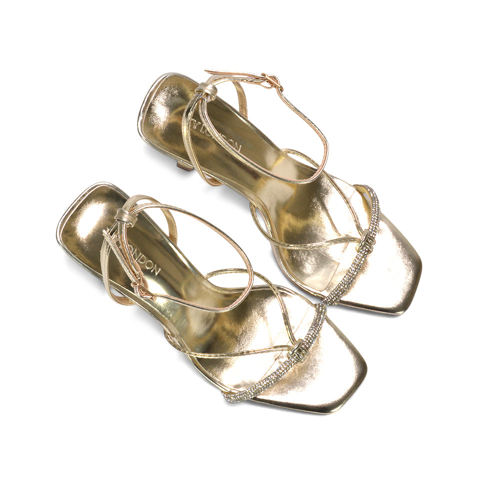 Shop gold crystal sandals online, Gold occasion sandals, Gold stiletto sandals for prom, Gold embellished heels