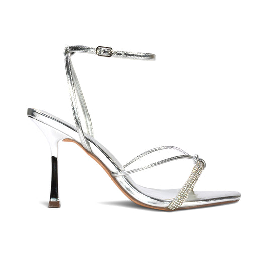 Silver diamante heels, Silver sparkly diamante strappy stiletto high heels, silver heels, Buy silver diamante heels online