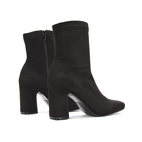 black sock boots, black sock ankle boots, sock boots, sock ankle boots, block heel boots women, comfortable ankle boots women, square toe ankle boots, zip closure ankle boots, office friendly ankle boots, modern women ankle boots, fall ankle boots women, women ankle boots sale, women block heel ankle boots, 