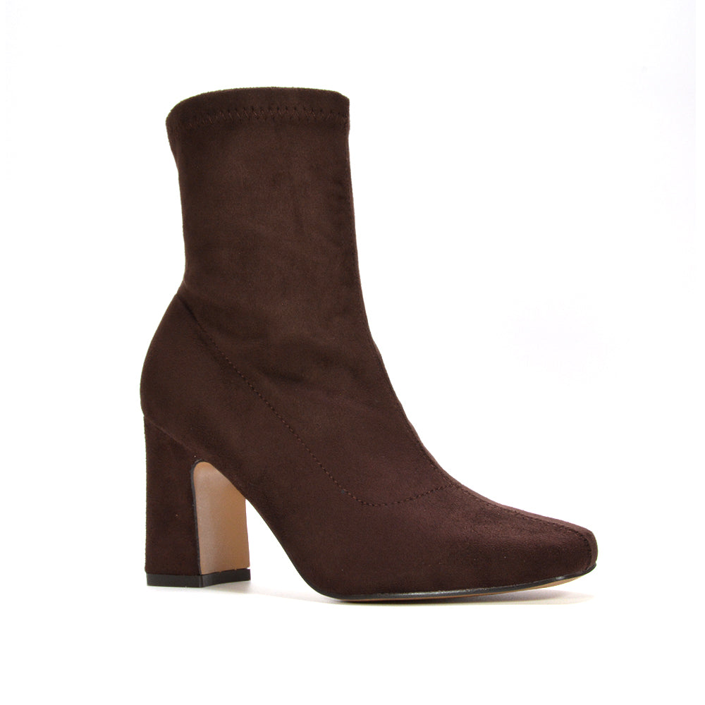 brown heeled boots, brown zip ankle boots, block heel ankle boots, zip up ankle boots, casual women boots, fashion ankle boots, buy ankle boots women