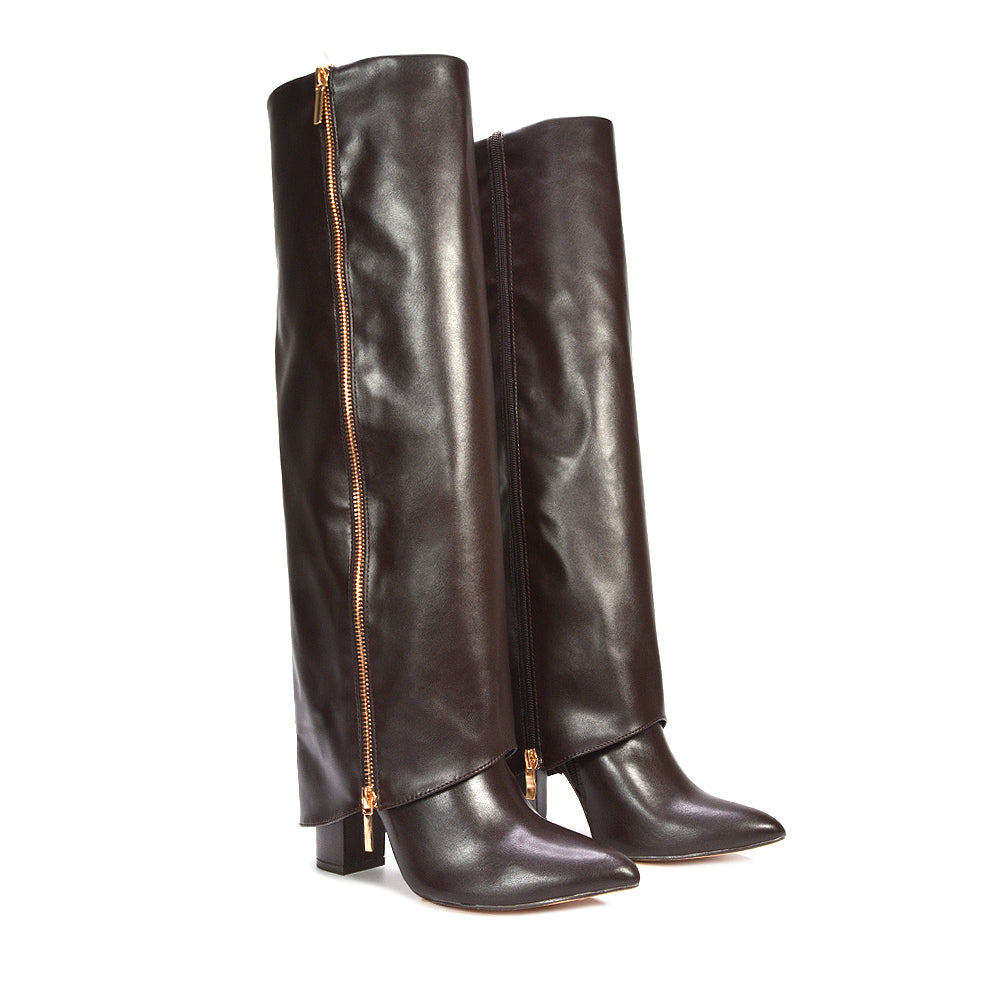 brown boots, brown knee high boots, boots, knee high boots