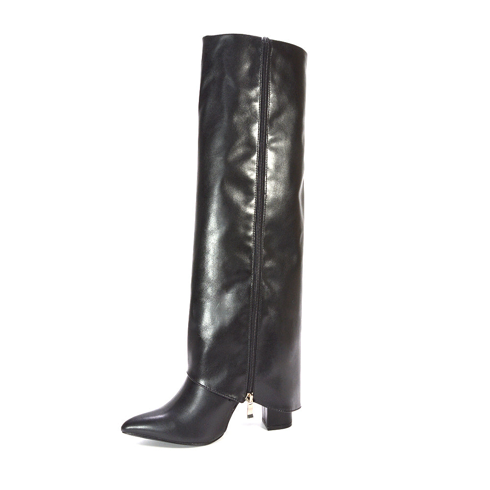 black block heeled boots, black long boots, block heeled boots, long boots