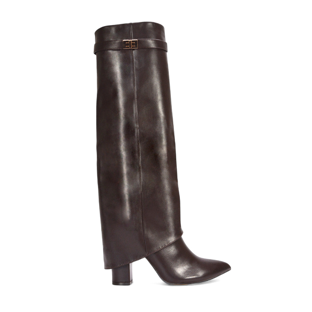 brown block heel knee high boots, womens brown boots, womens boots, block heel knee high boots