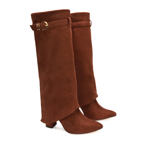 brown knee high boots, brown high heel knee high boots, Boutique style boots, On-trend women’s boots, Winter date night boots, Affordable women’s boots