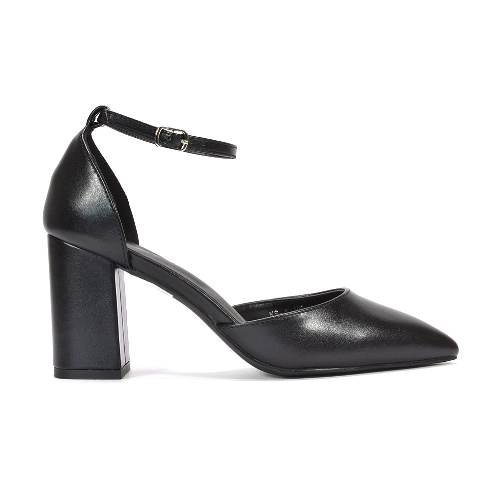 black women’s pointed toe block heel shoes. black pointed toe ankle strap pumps women, black women’s chunky heel dress shoes, black pointed toe pumps with block heels