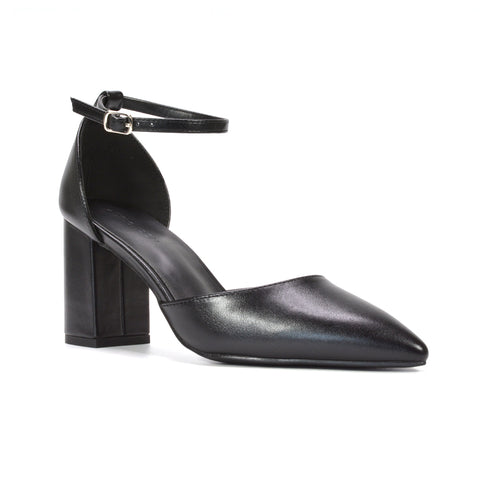 black women’s ankle strap dress pumps, black pointed toe heels for women formal wear, black women’s block heel pumps for weddings, black ankle strap heels for wedding guest