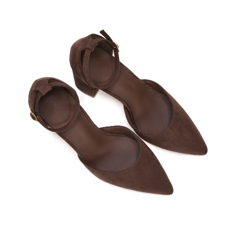 best brown pointed toe block heels for women attending a wedding, elegant brown ankle strap heels for weddings and formal events, comfortable brown block heels for women wedding guests, brown pointed toe heels that pair well with formal dresses