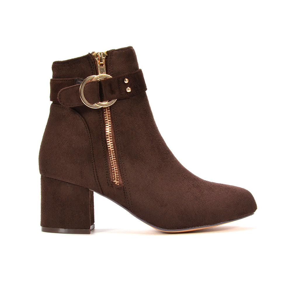 Everyday ankle boots with side zip, Women's dressy block heel boots, Comfortable block heel boots