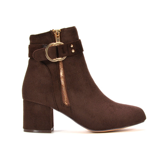 Everyday ankle boots with side zip, Women's dressy block heel boots, Comfortable block heel boots