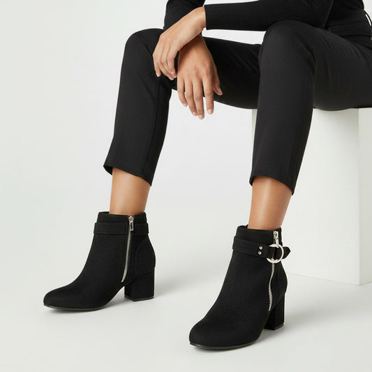 black suede ankle boots block heel