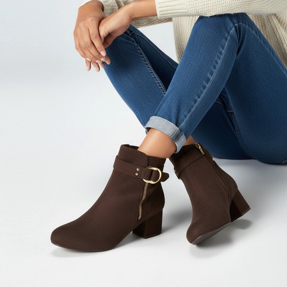chocolate brown heeled boots