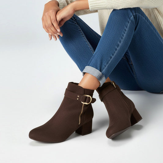chocolate brown heeled boots
