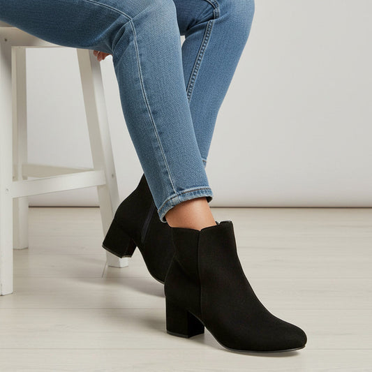 block heel ankle boots, black suede block heel boots