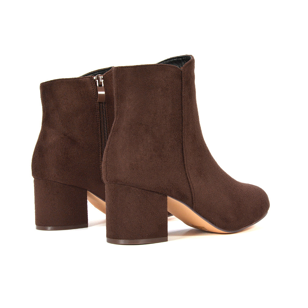 women's comfortable dress boots, brown ankle boots for fall fashion, block heel faux suede ankle boots, women's brown short boots