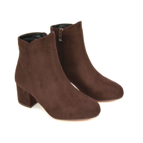 women's brown faux suede boots, brown faux suede ankle booties, dark brown ankle boots for women, chocolate brown faux suede boots