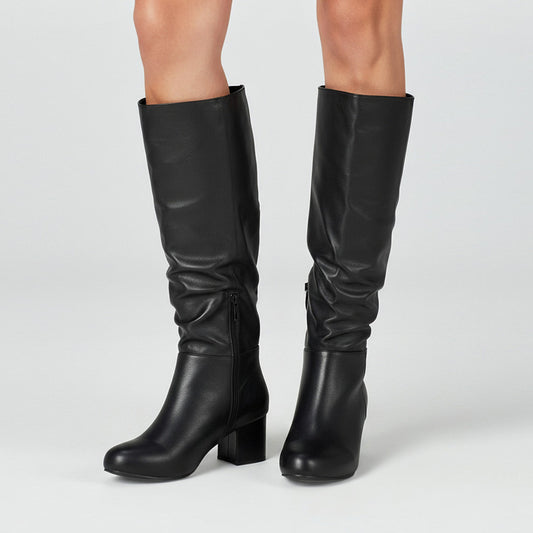 black ruched boots
