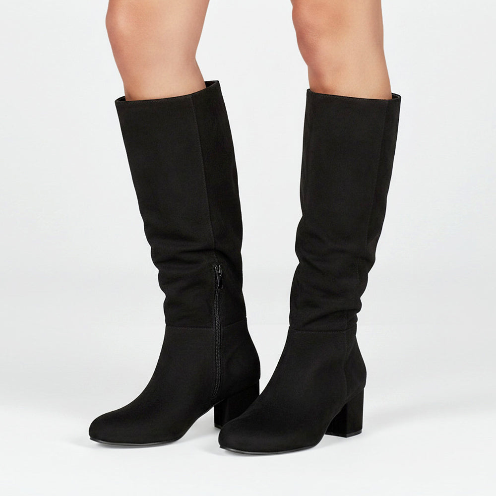 black knee high boots block heel