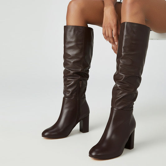 brown block heel boots