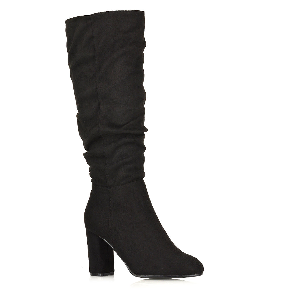 Women's black suede boots, Women's black suede boots, block heel boots