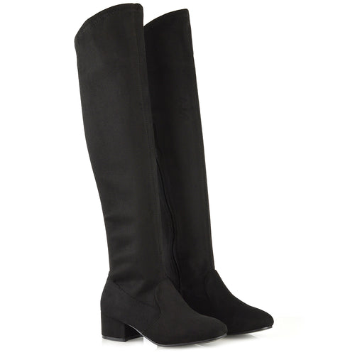 black knee high boots, black boots, knee high boots, boots, Women’s knee high boots with block heel, Fall winter boots, trendy boots 2026