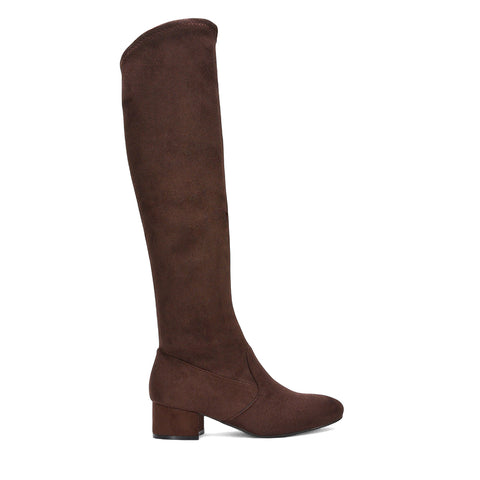 brown low heel boots, brown winter boots, low heel boots, winter boots, autumn boots, Over the knee boots with heels, Suede knee high boots